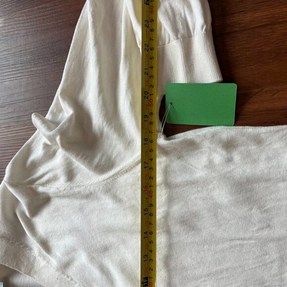 Mango Silk-Blend Ribbed Cardigan Ecru | Size L | Flawed - Picture 12 of 13